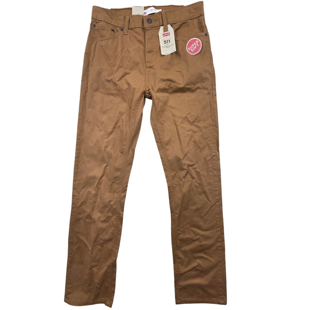 NWT‎ Levis 511 Slim Fit Pants Youth 20 Reg 30x30 Brown Harvest Gold